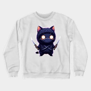 Stealthy Whiskered Warrior Ninja Cat Crewneck Sweatshirt